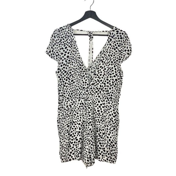 Lulu's Black White Hottie Dotty Romper L - Picture 2 of 6